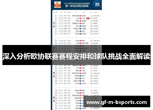 深入分析欧协联赛赛程安排和球队挑战全面解读 深入分析欧协联赛赛程安排和球队挑战全面解读